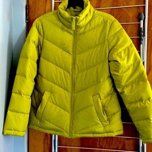 Bright lime green Lands End Puffer Jacket